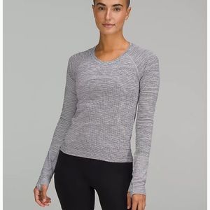 Lululemon Swiftly Tech Race Length Long Sleeve Black/White Stripe
